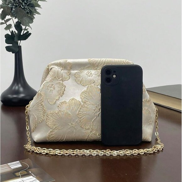 Women's Embroidered Clutch Purse Polyester Small Evening Shoulder Bag - Picture 2 of 7